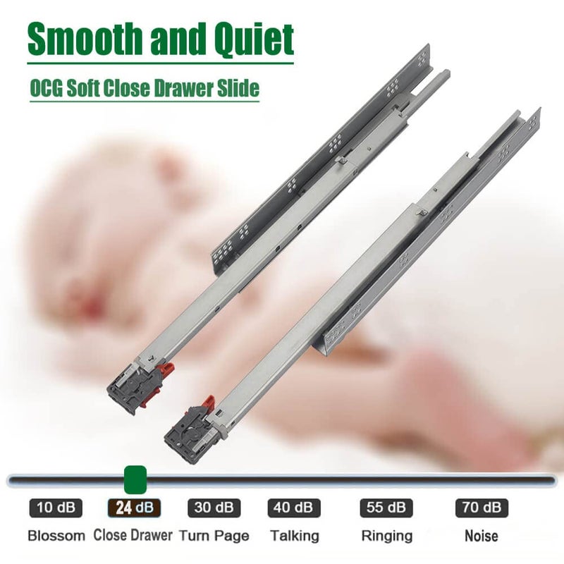 OCG Under Mount Drawer Slides 15 inch (1 Pair), Full Extension Soft Close Concealed Drawer Runners, Come with Mounting Screws and Brackets - Image 2